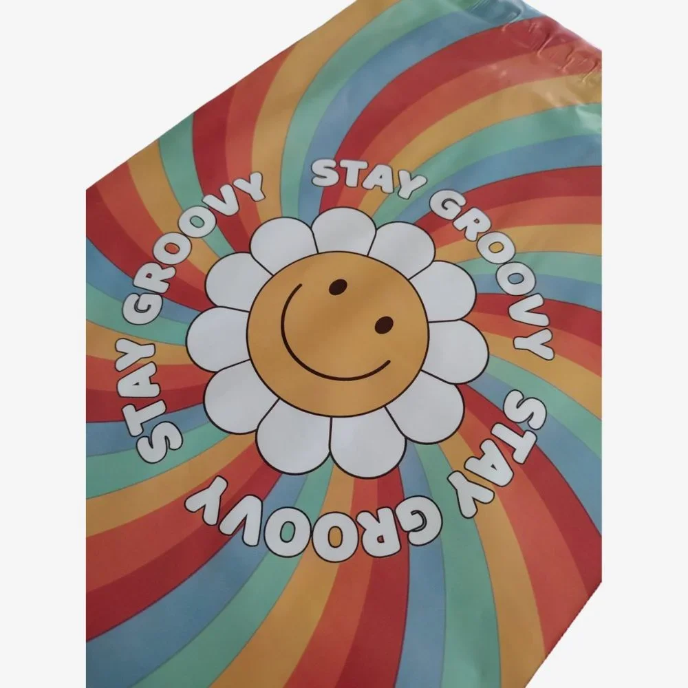 100 Count Stay Groovy Rainbow 7.5 x 10.5 Self Seal Printed Poly Mailers